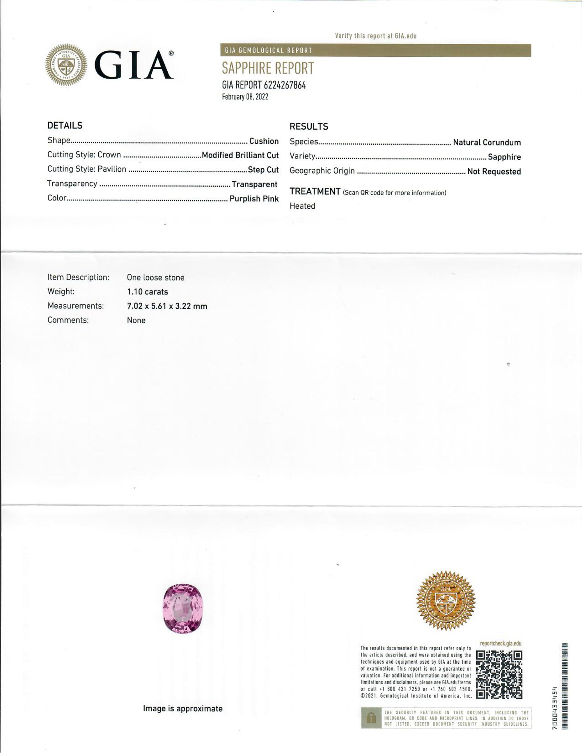 PURPLISH PINK SAPPHIRE AND DIAMOND RING