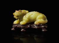 A Chinese yellow jade mythical beast 黃玉瑞獸