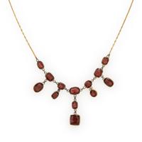 Garnet and Yellow Gold Necklace
