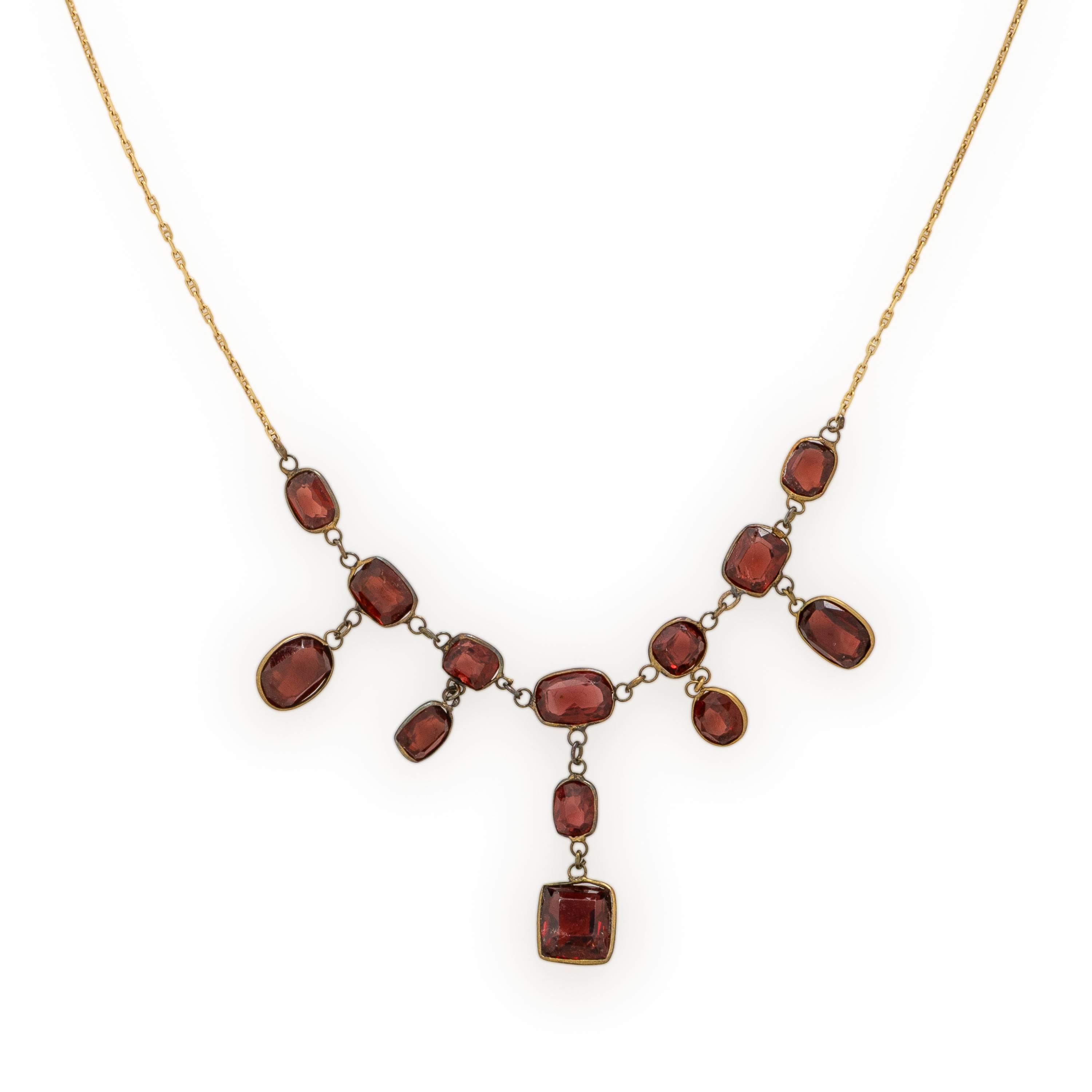 Garnet and Yellow Gold Necklace