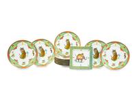 Twelve Lynn Chase Tiger Raj Dinner Plates and a Square Bowl