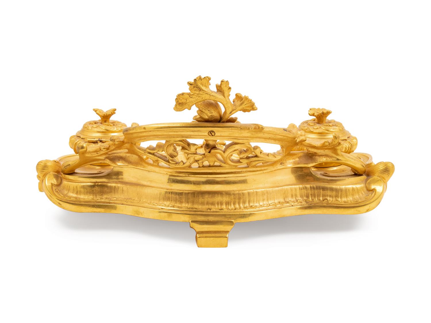 A Louis XV Style Gilt Bronze Encrier