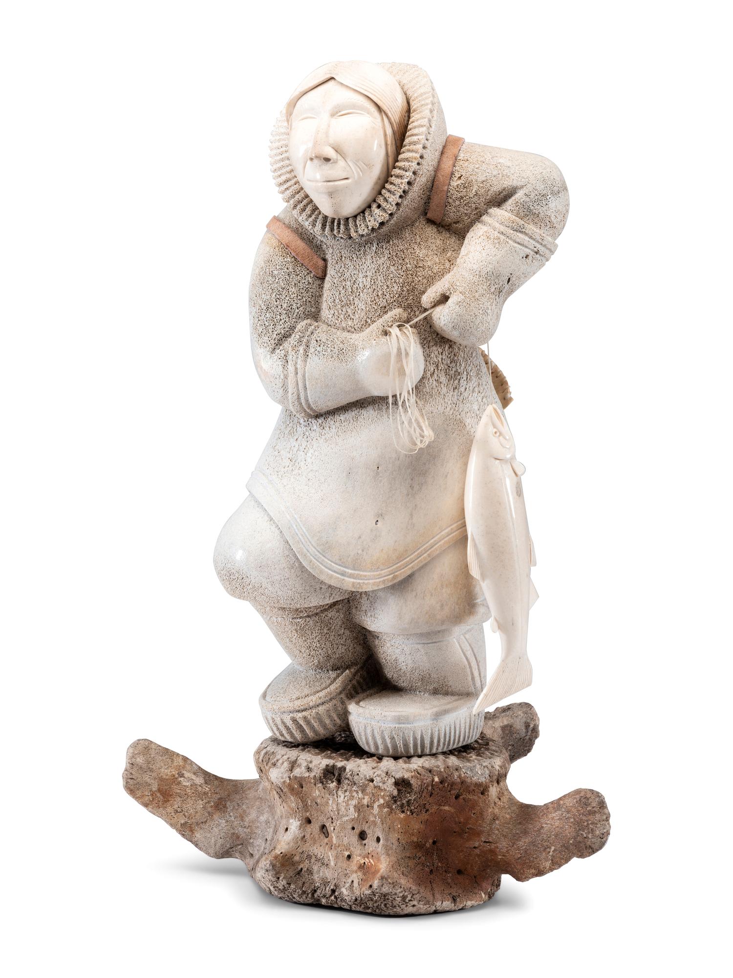 Whalebone Carving, of a Fisherman