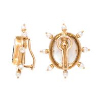 ELIZABETH LOCKE, YELLOW GOLD, INTAGLIO AND CULTURED PEARL EARCLIPS