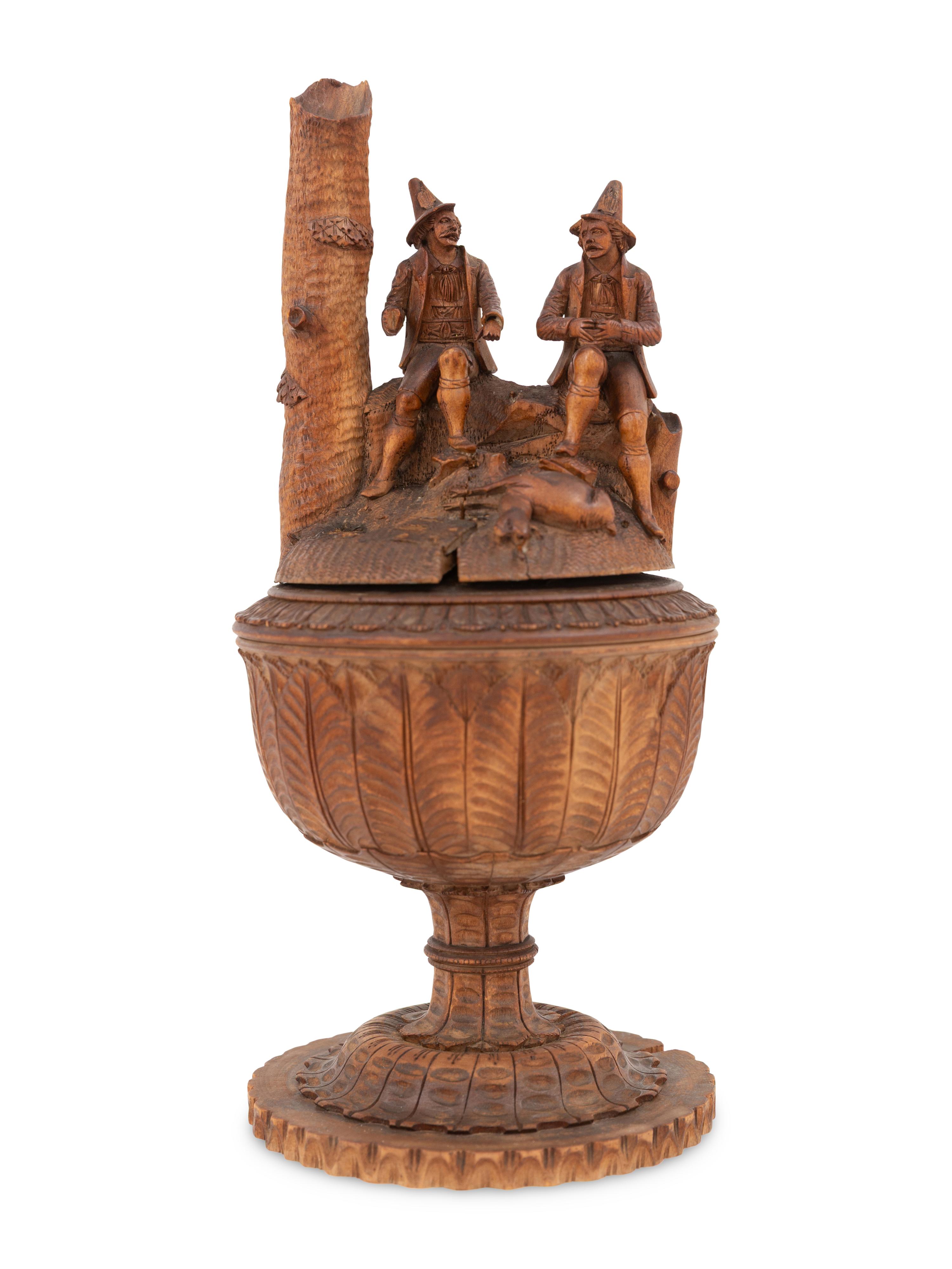 A Swiss Black Forest Carved Humidor