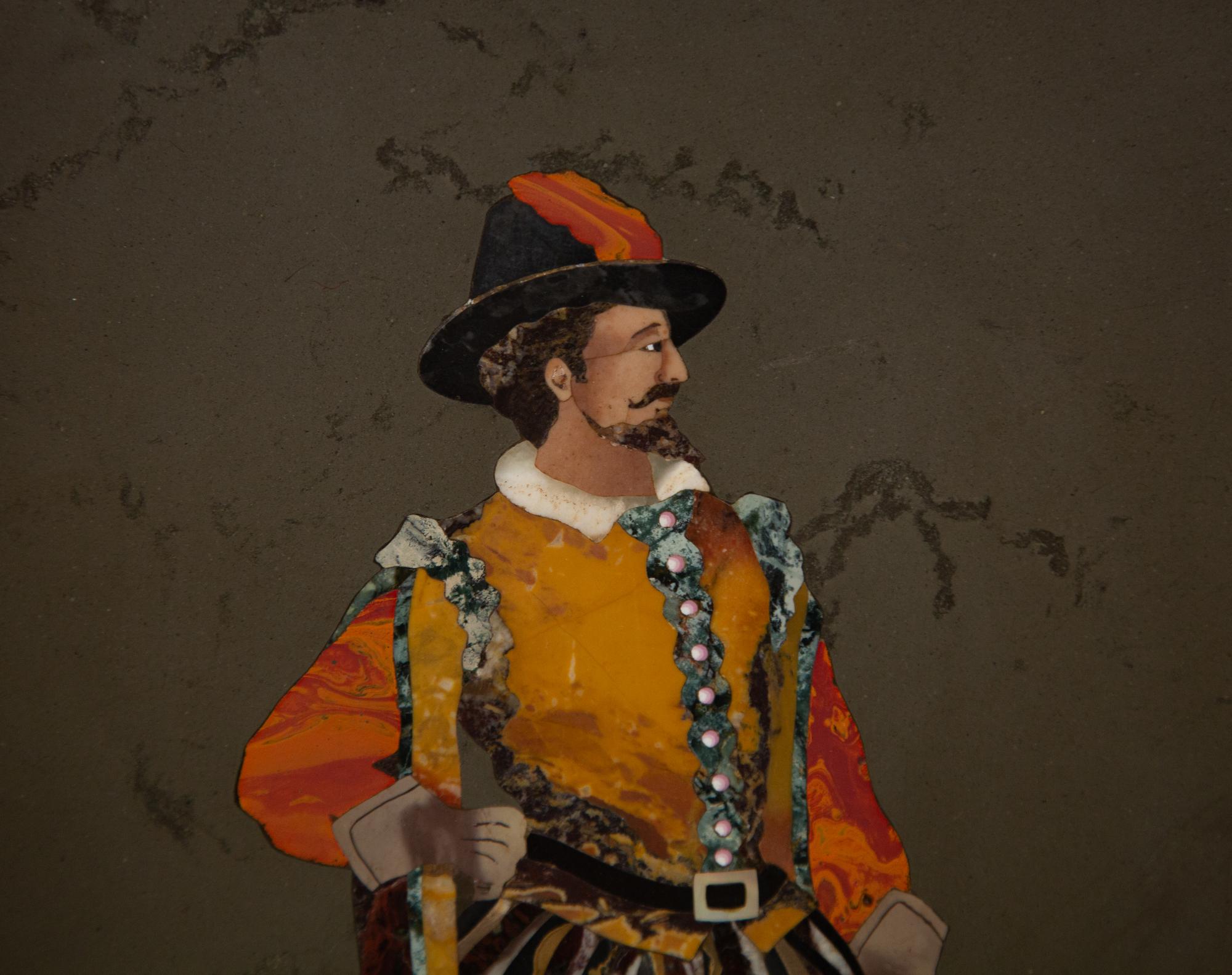 An Italian Pietra Dura Plaque Depicting a Swiss Guard