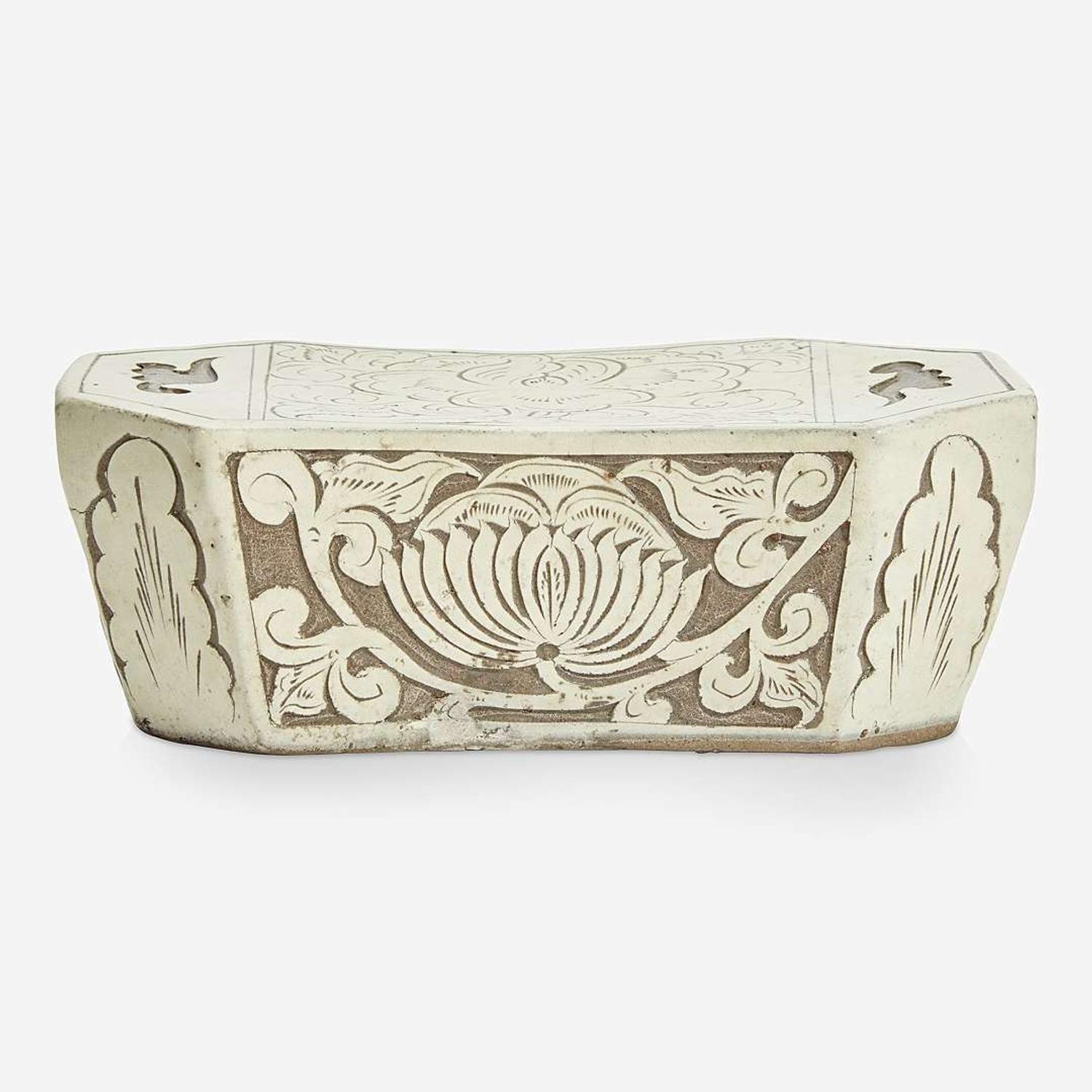 A Chinese Cizhou carved-slip decorated pottery pillow Northern Song Dynasty
