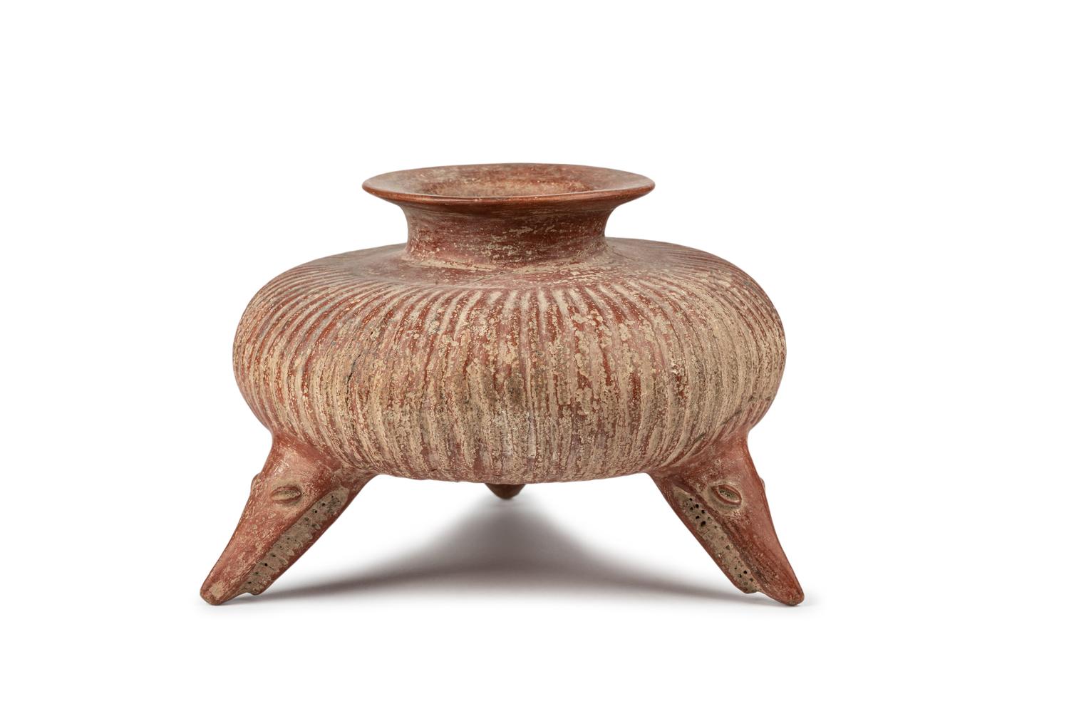 A Colima Gadrooned Vessel with Shark Feet