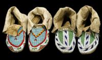 Two pairs of Sioux beaded moccasins mrs. essie brown and mrs. dora red bear, bullhead, south dakota, late 1940s