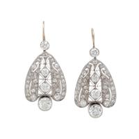 ART DECO, PLATINUM AND DIAMOND EARRINGS