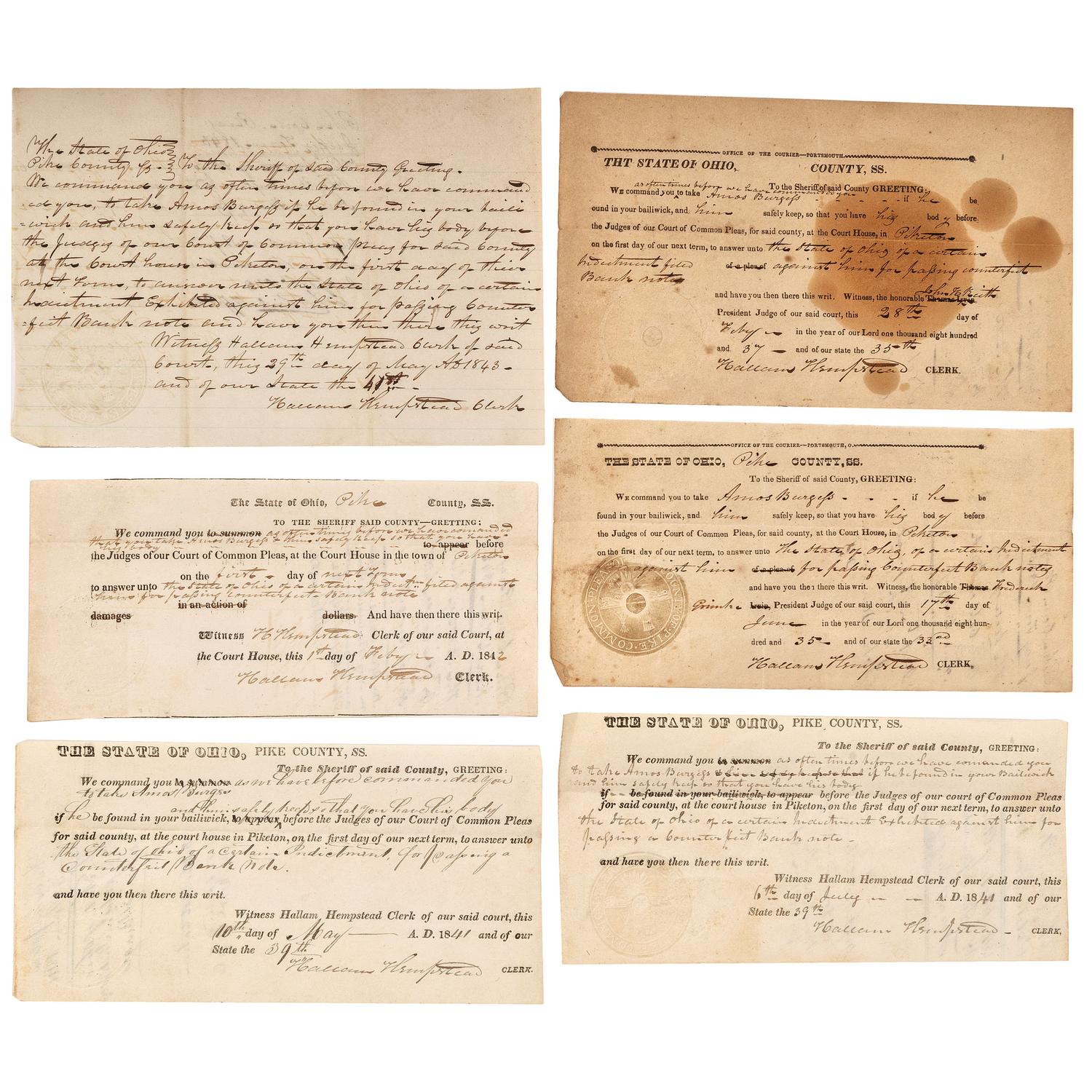 [AUTOGRAPHS & MANUSCRIPTS] -- [NORTHWEST TERRITORY & OHIO]. A group of 31 manuscript and partially printed documents, late 18th to early 19th century, including:
