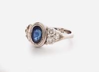 A White Gold, Sapphire, and Diamond Ring