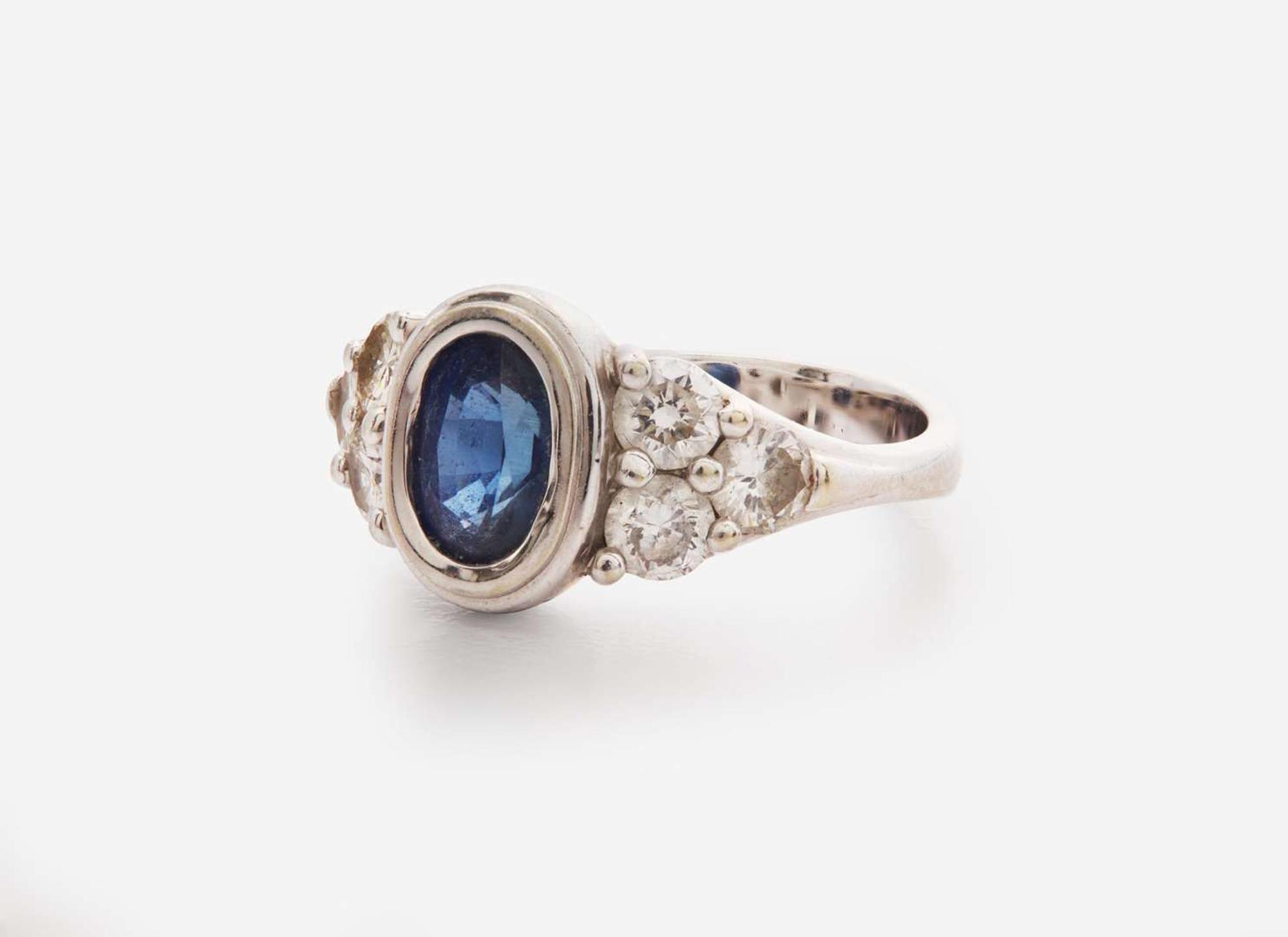 A White Gold, Sapphire, and Diamond Ring