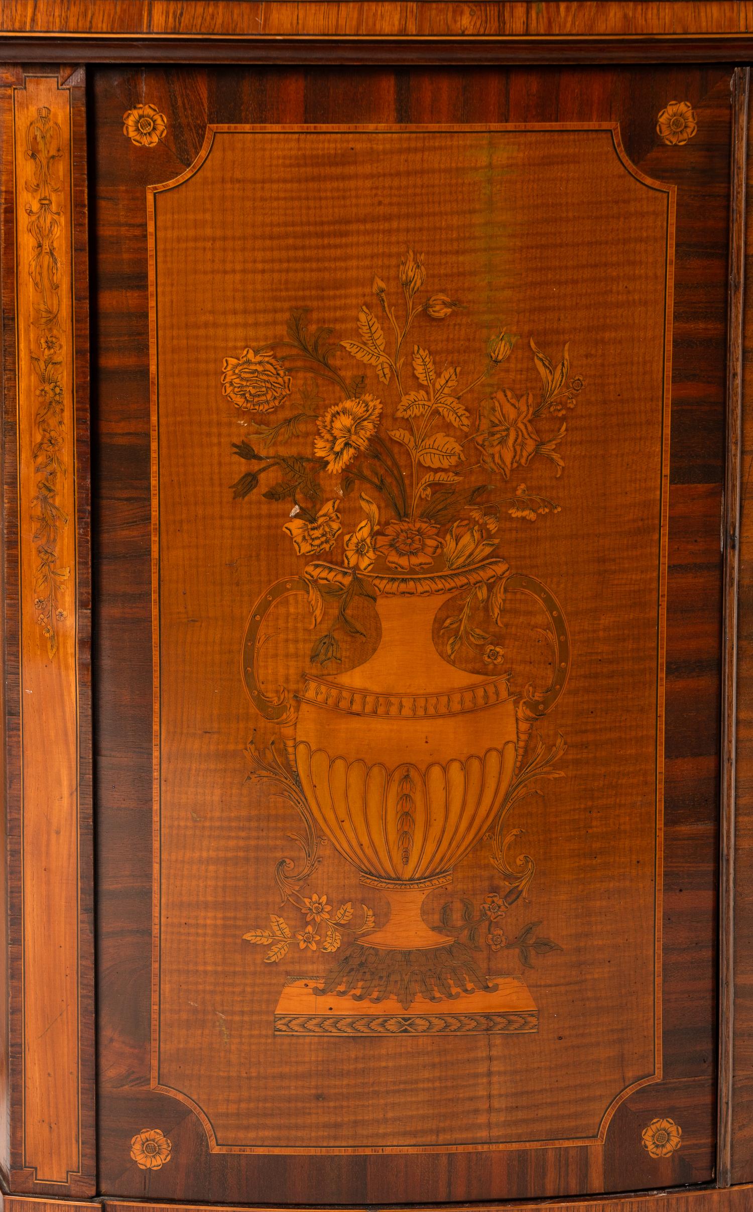A George III Harewood and Marquetry Commode
