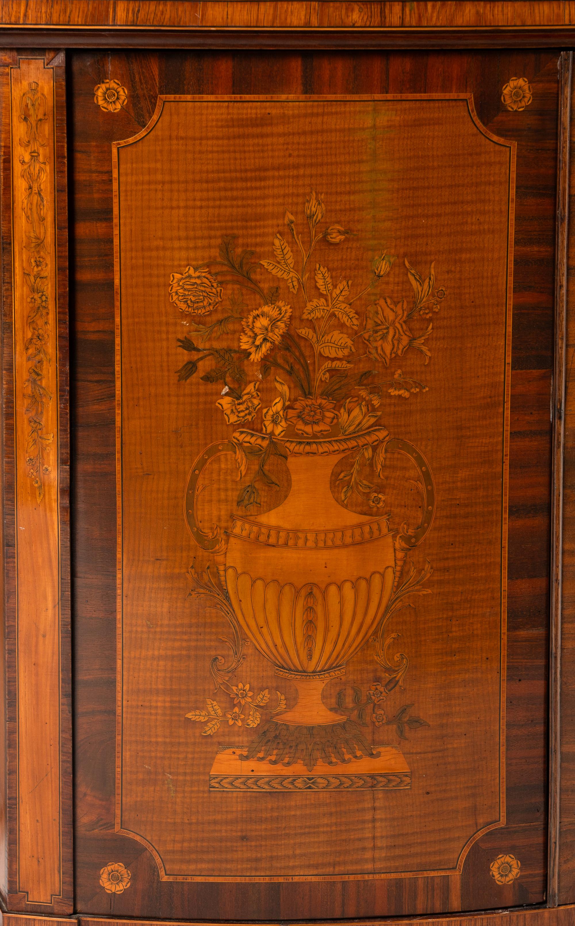 A George III Harewood and Marquetry Commode