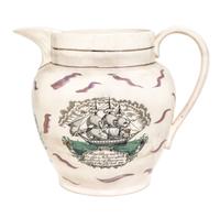 An English Lusterware Nautical Pitcher Height 9 1/4 inches. — 19TH CENTURY