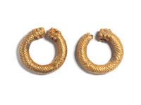 A Pair of Western Asiatic Gold Tubular Hoop Earrings