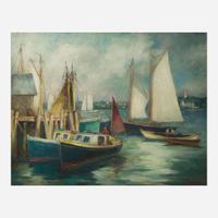 Tod Lindenmuth (American, 1885-1979) Shoreline With Boats
