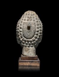 A Chinese Carved Stone Head of Buddha