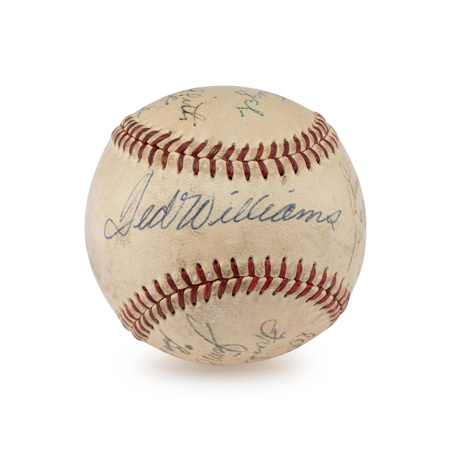 A Hall of Fame Multi Signed Autograph Baseball Including Ted Williams and Connie Mack
