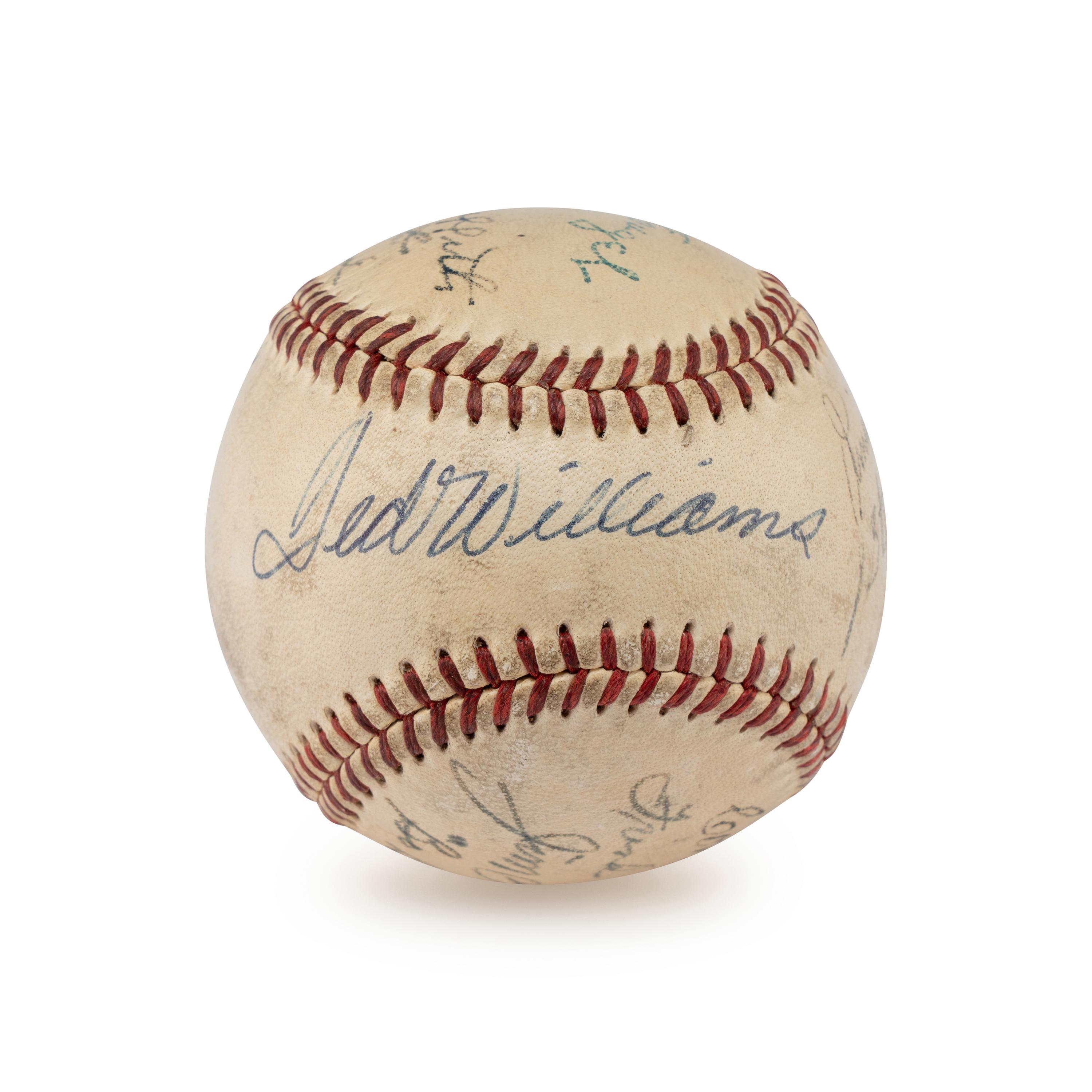 A Hall of Fame Multi Signed Autograph Baseball Including Ted Williams and Connie Mack