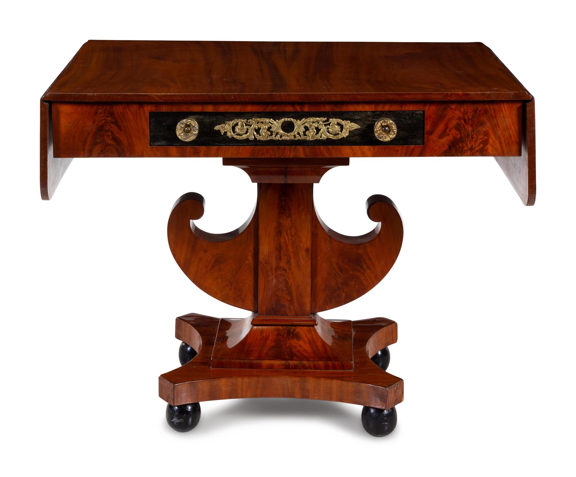 A Continental Gilt Metal Mounted Mahogany Table