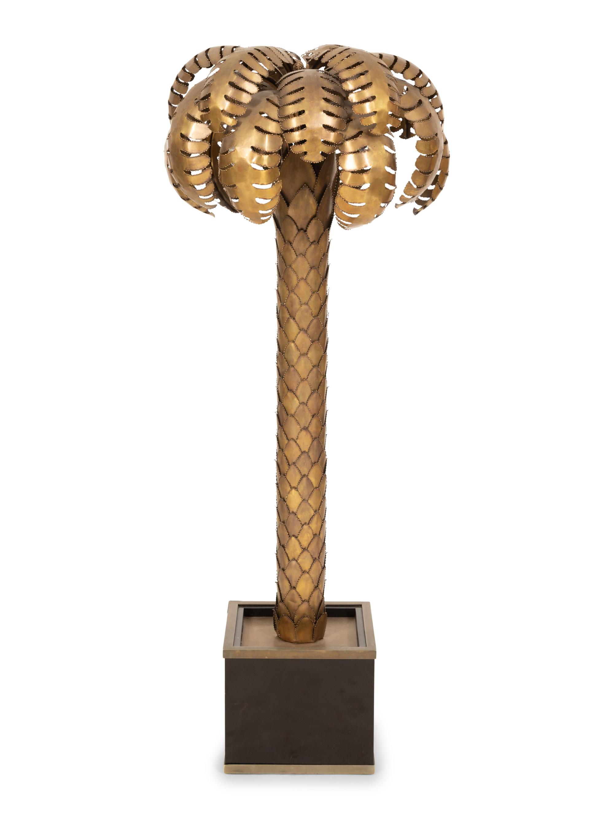 A Brass Palm Tree Floor Lamp by Maison Jansen