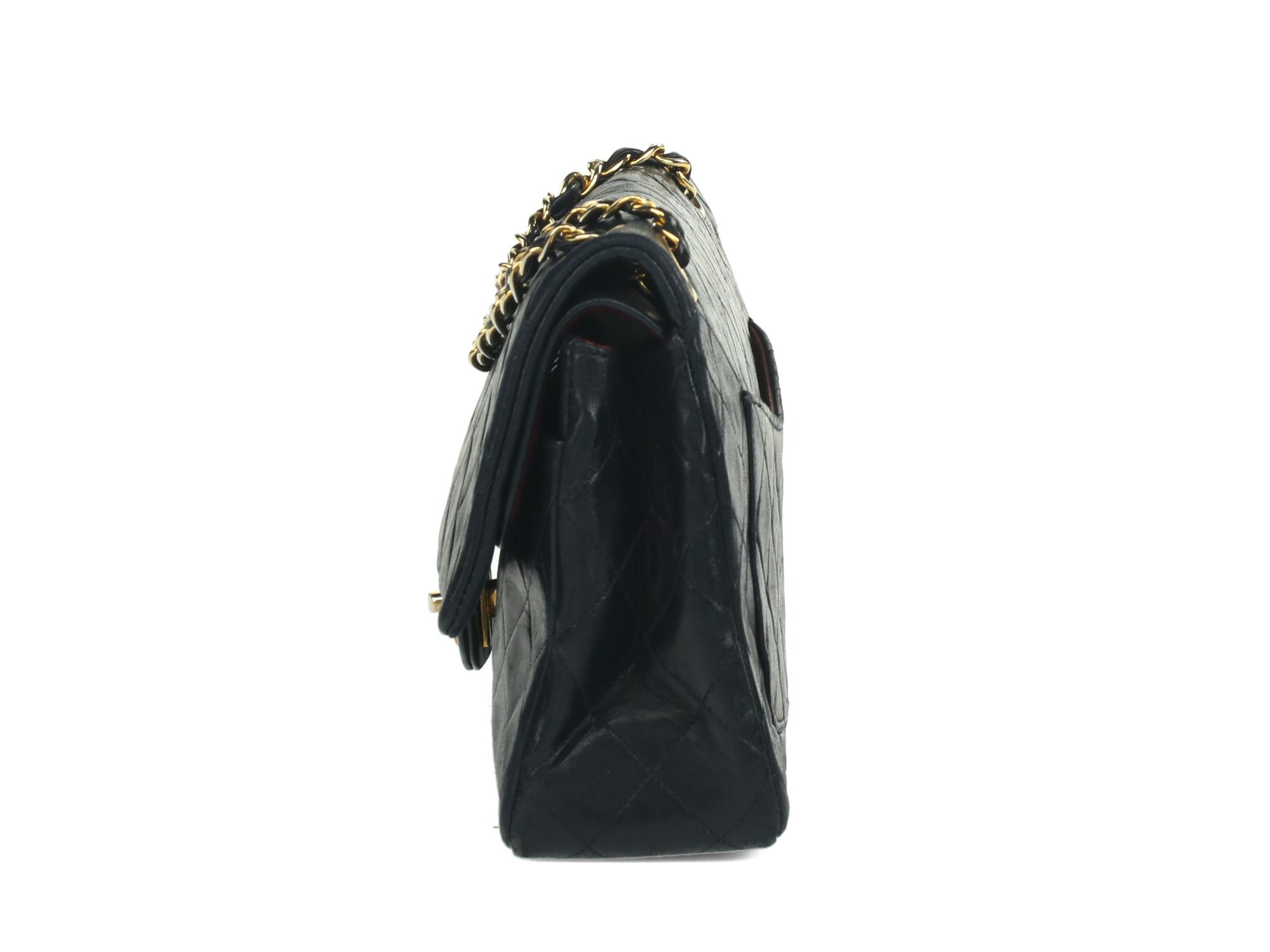 Chanel Medium Classic Double-Flap Bag in Navy Lambskin Leather