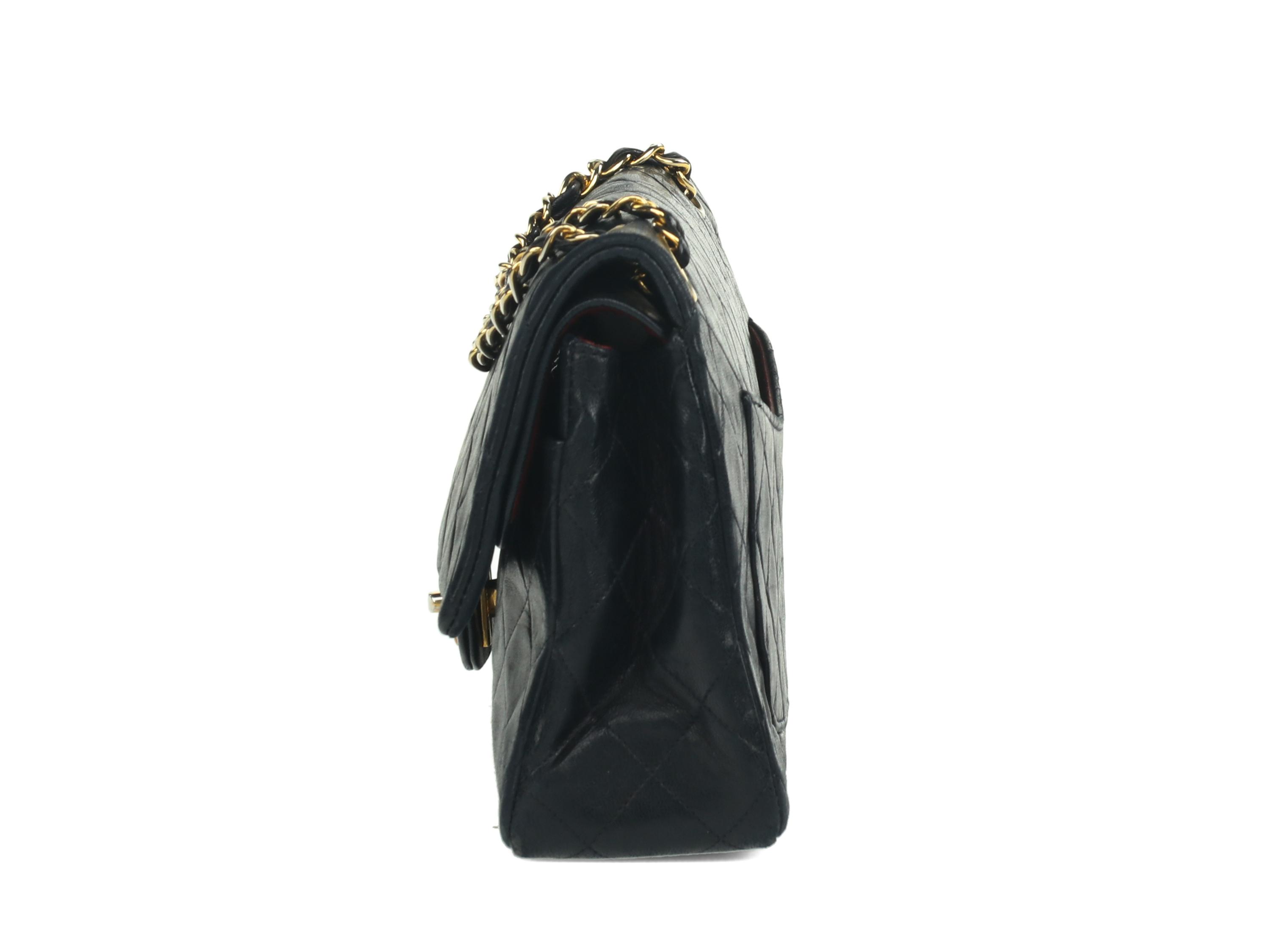 Chanel Medium Classic Double-Flap Bag in Navy Lambskin Leather