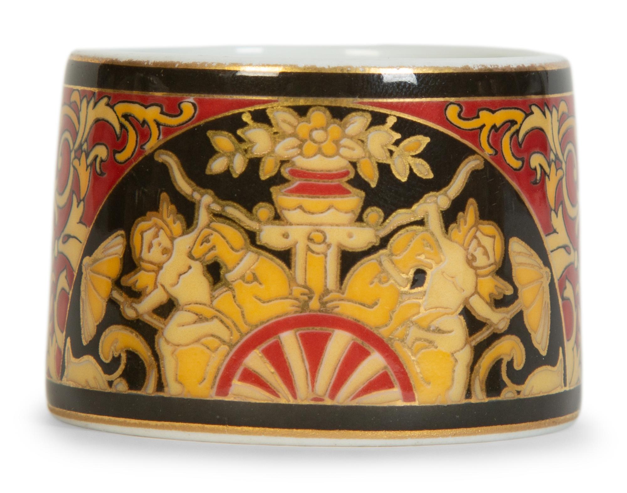 Nine Versace Medusa Red Porcelain Napkin Rings