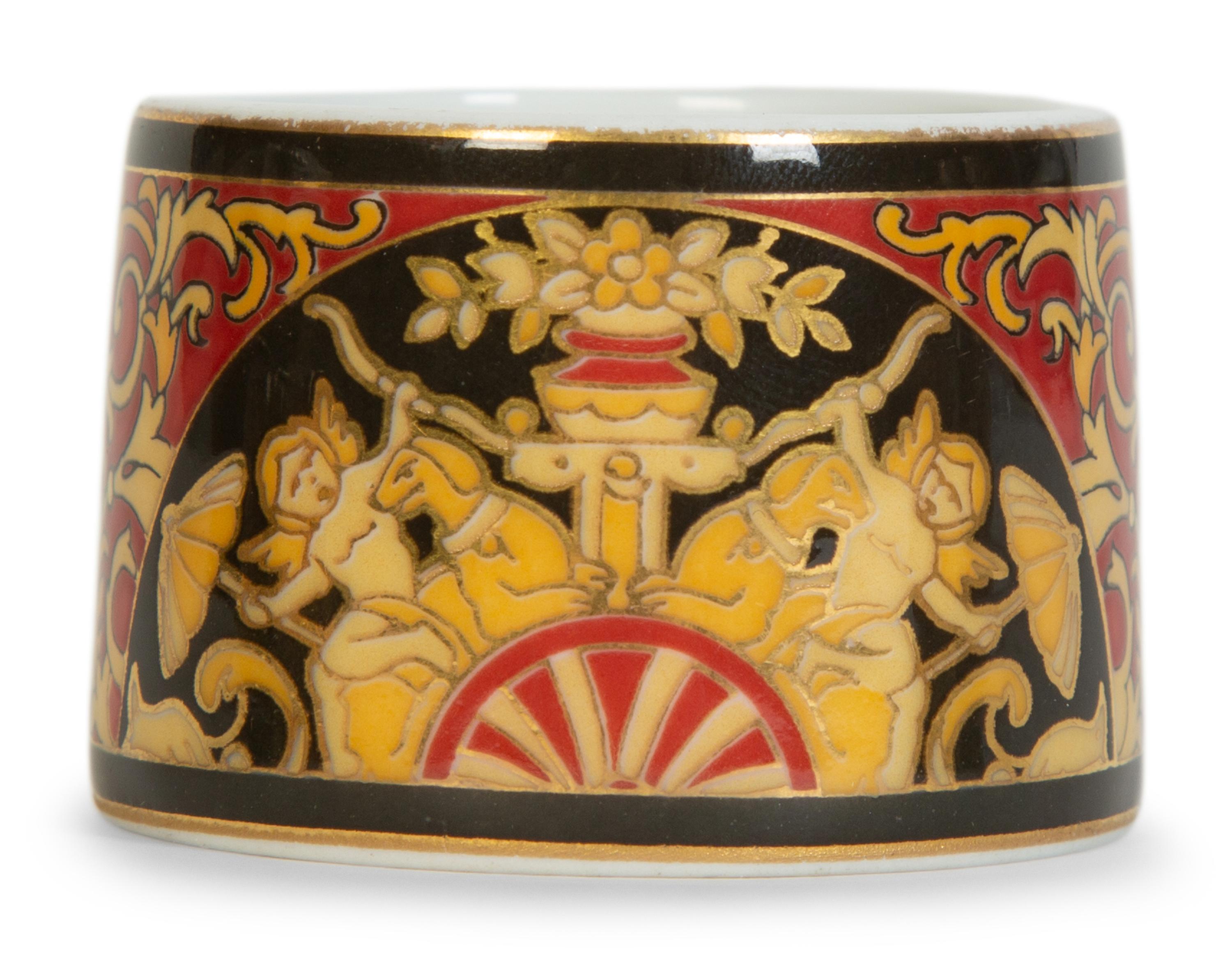 Nine Versace Medusa Red Porcelain Napkin Rings