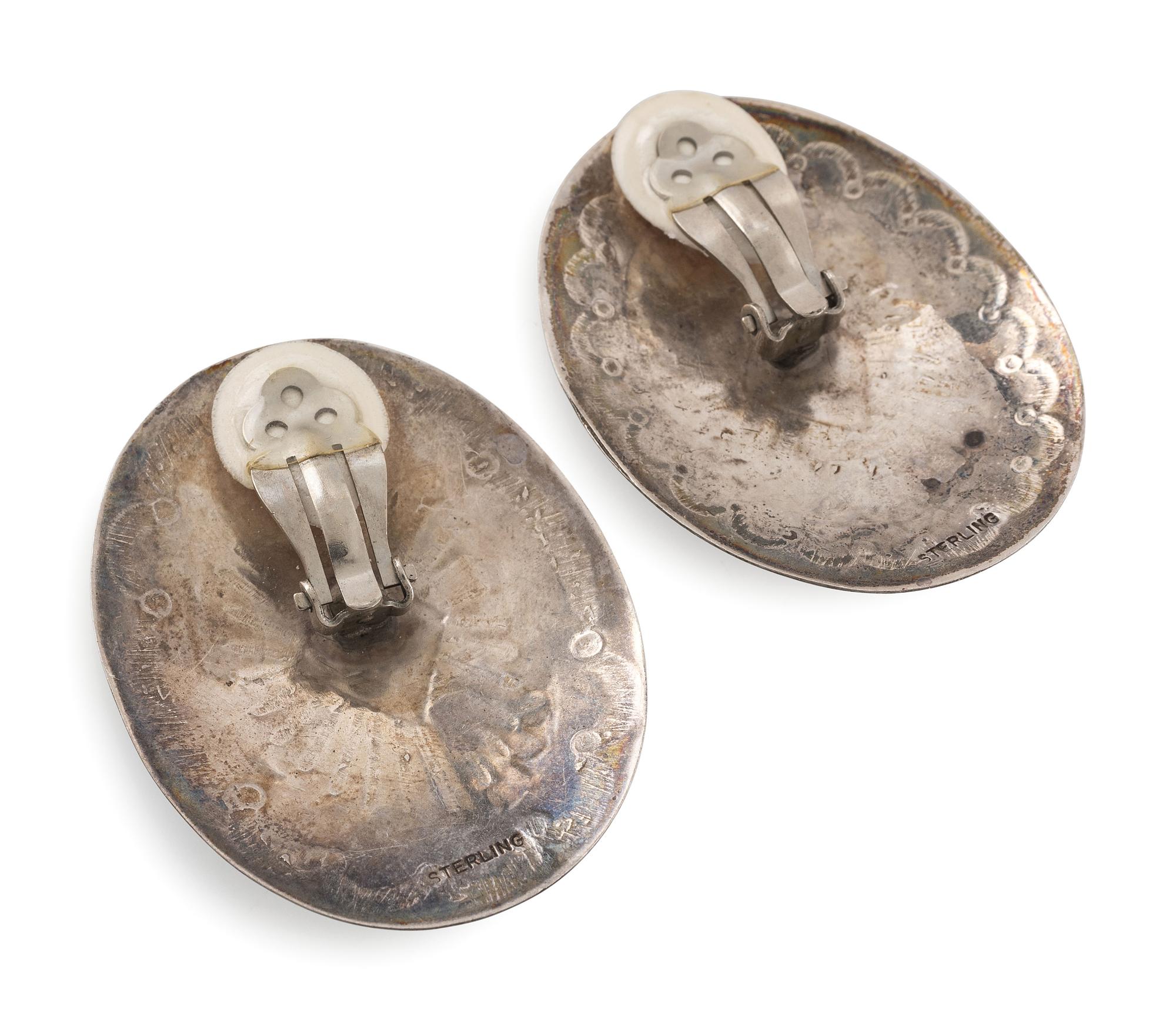 Navajo and Southwestern-style Silver Earrings, with Turquoise