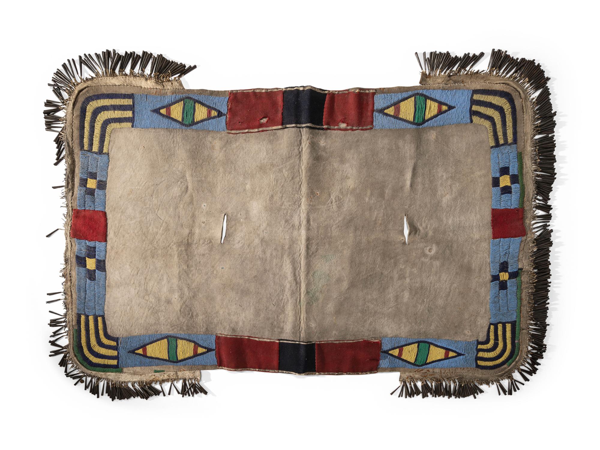 Northern Plains/Plateau Beaded Buffalo Hide Saddle Blanket