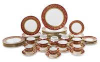 A Thomas Goode Porcelain Dinner Service Diameter of dinner plates 11 5/8 inches.
