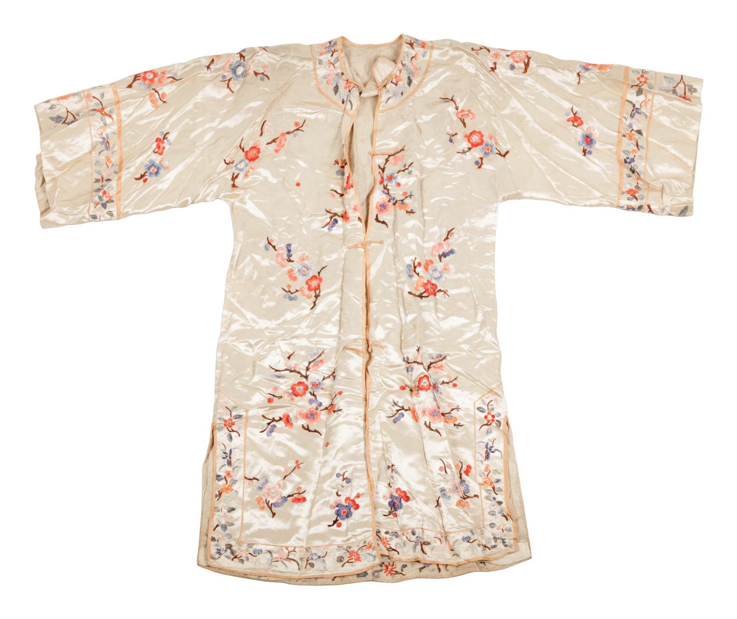 Four Chinese Cream Ground Embroidered Silk Ladies' Jackets