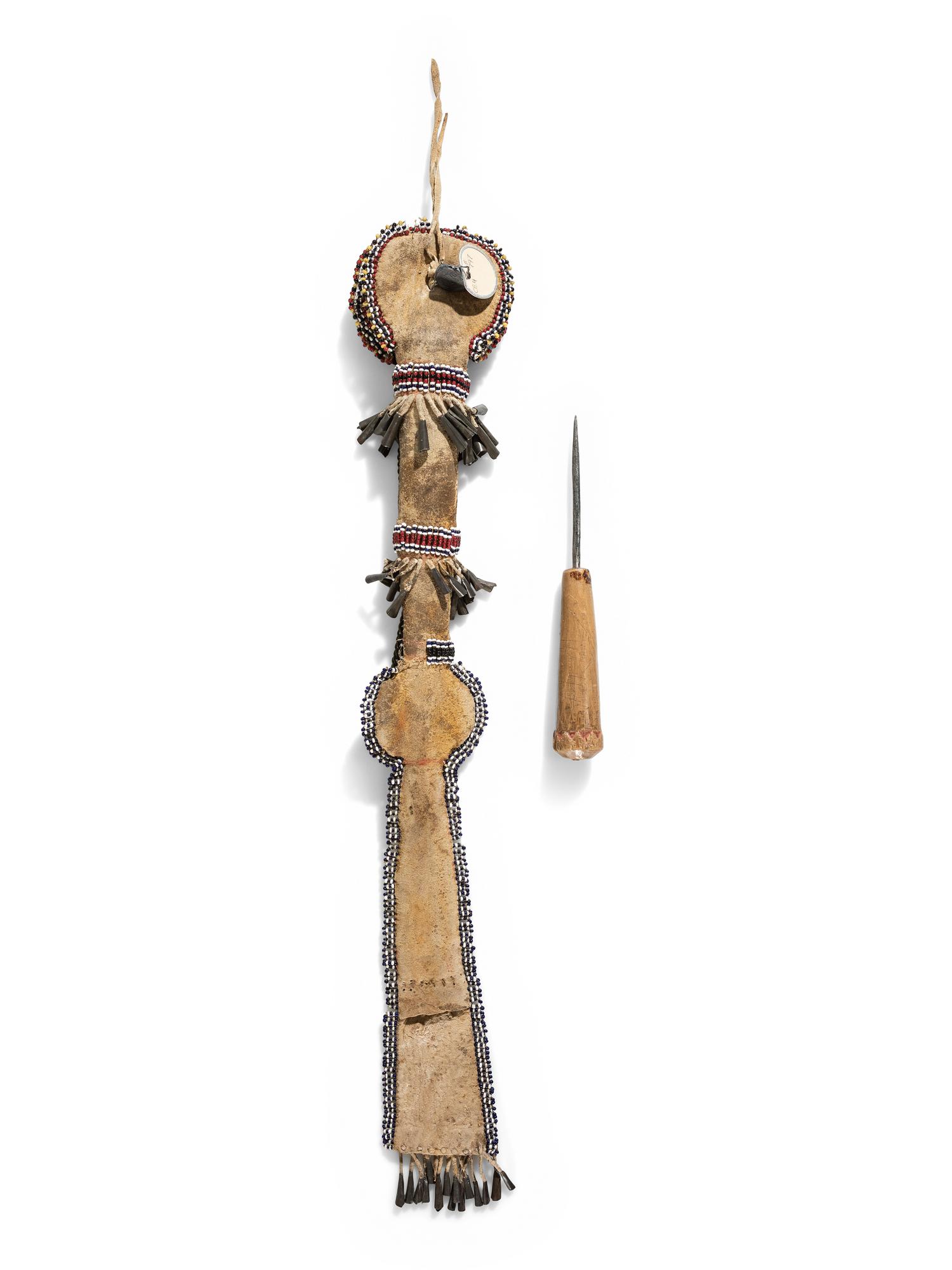 Apache Beaded Hide Awl Case, with Awl