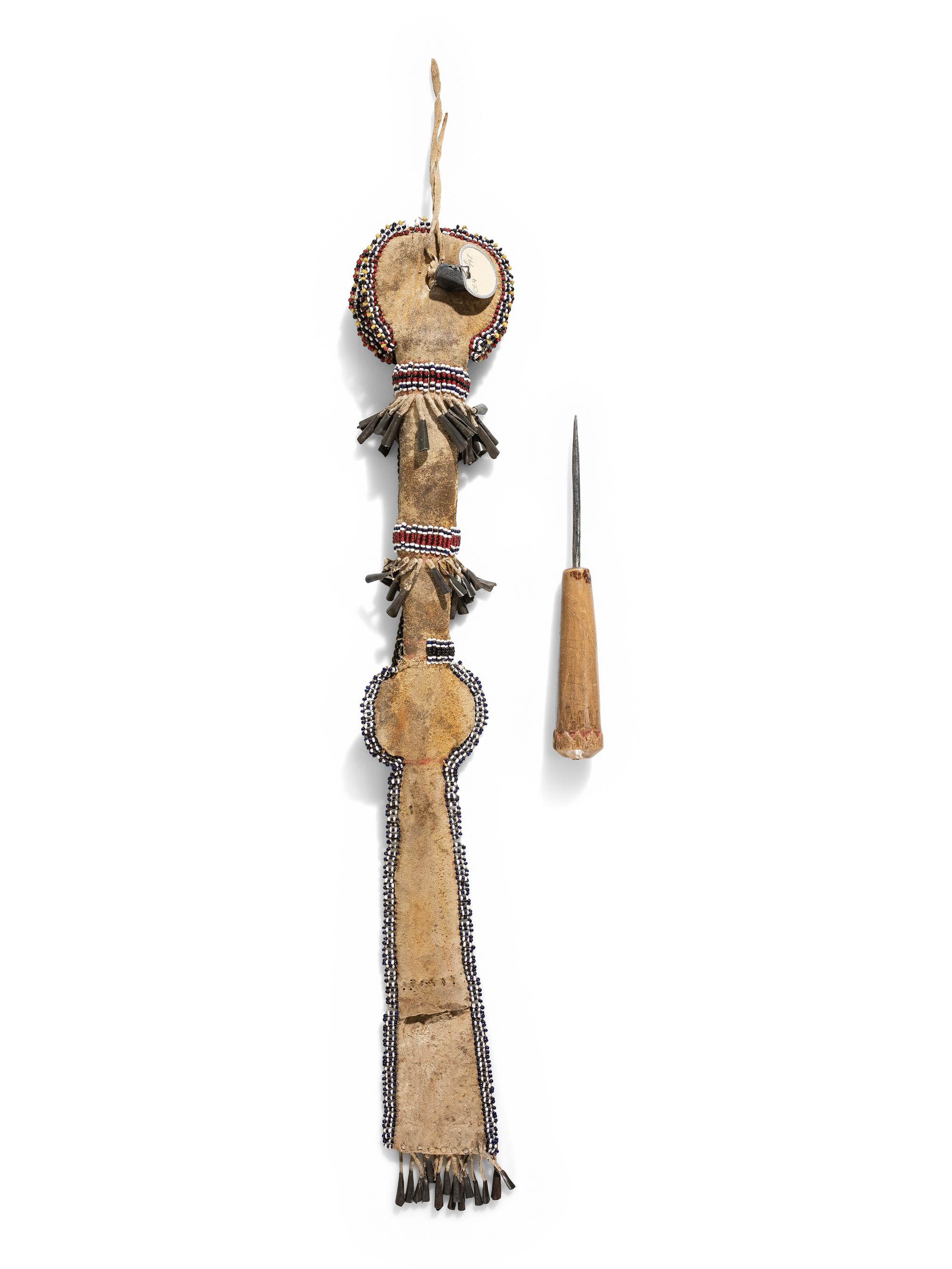 Apache Beaded Hide Awl Case, with Awl