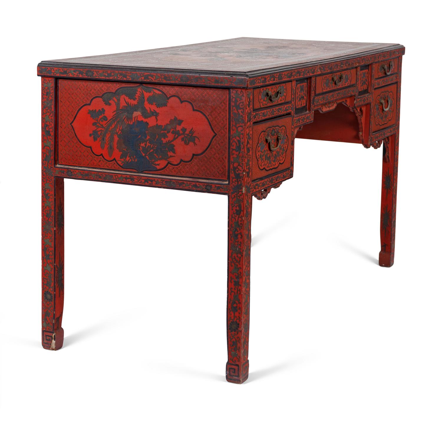A Chinese Red Lacquer Desk — EARLY 20TH CENTURY