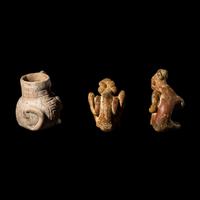 Two Nayarit Chinesco Figures and a Pre-Columbian Terracotta Figural Vessel