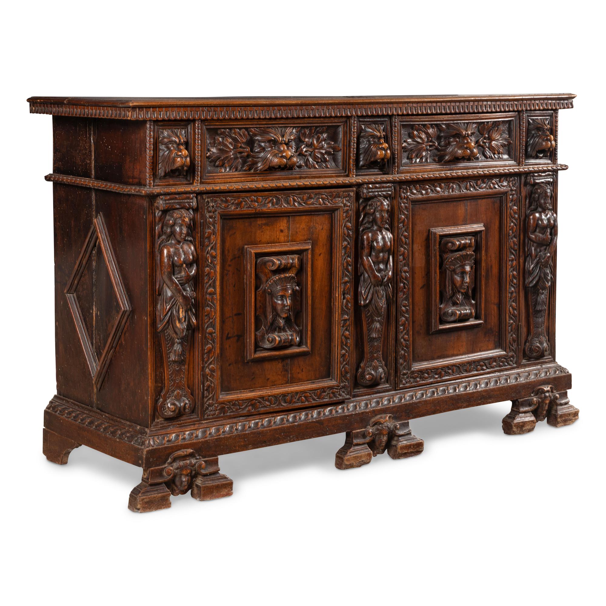 An Italian Walnut Console Cabinet