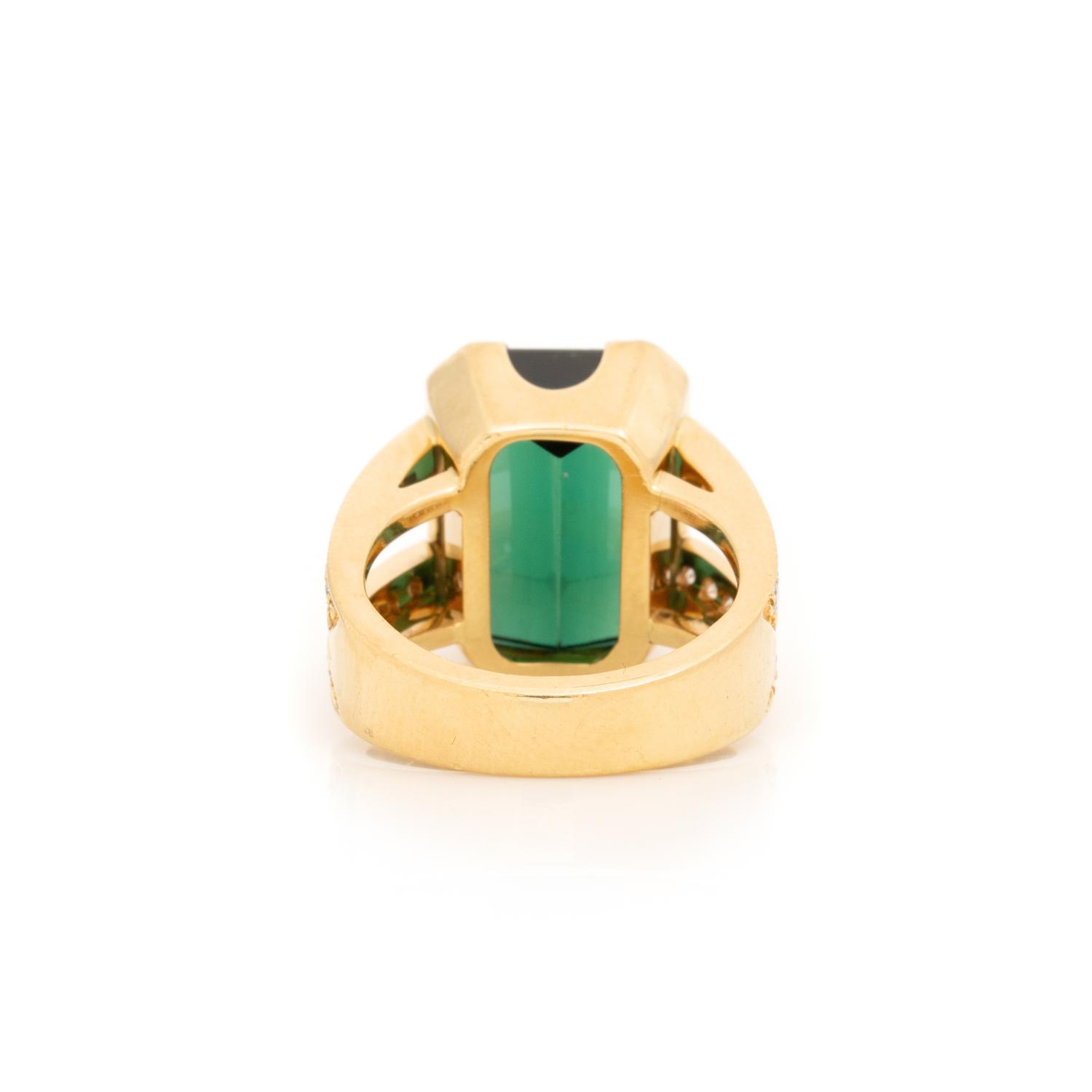 GREEN TOURMALINE AND DIAMOND RING
