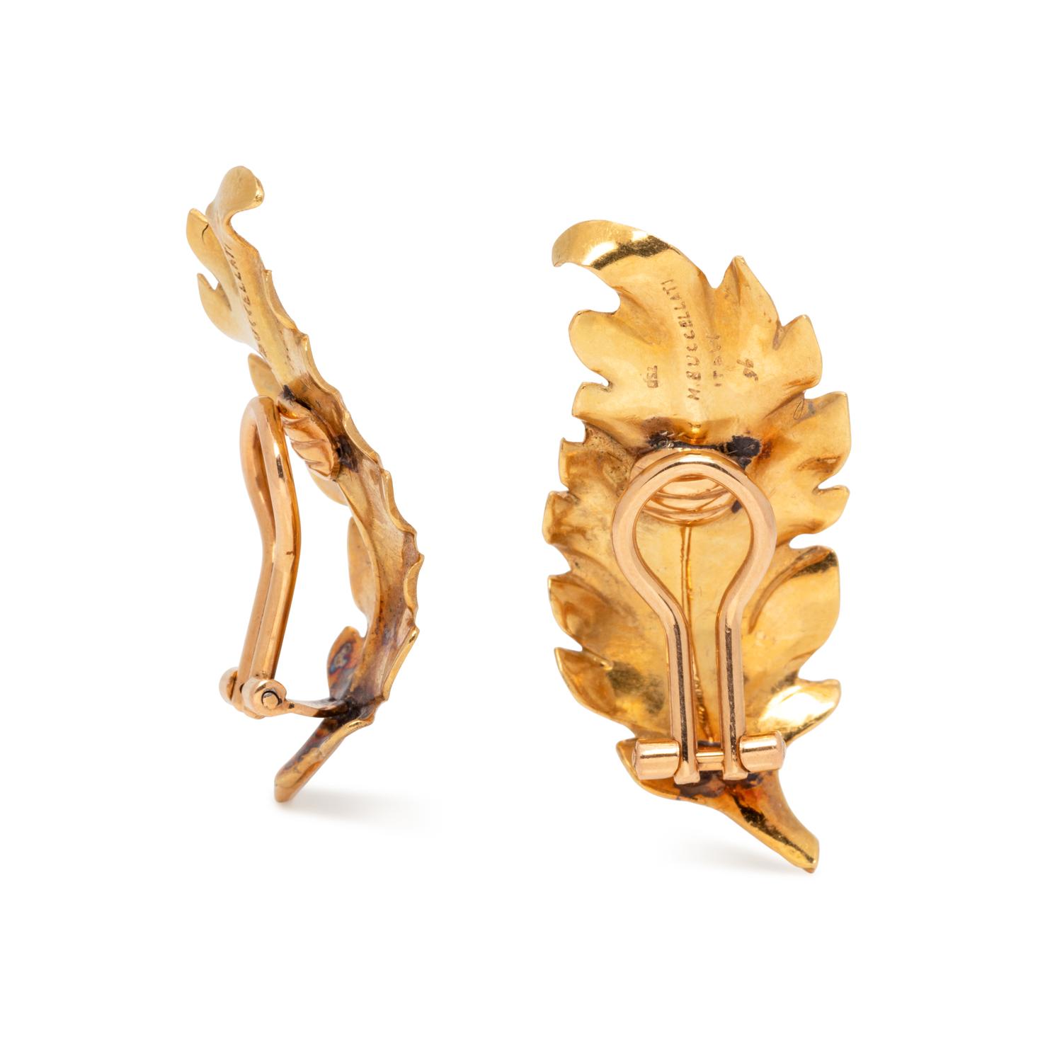 BUCCELLATI, YELLOW GOLD LEAF EARCLIPS