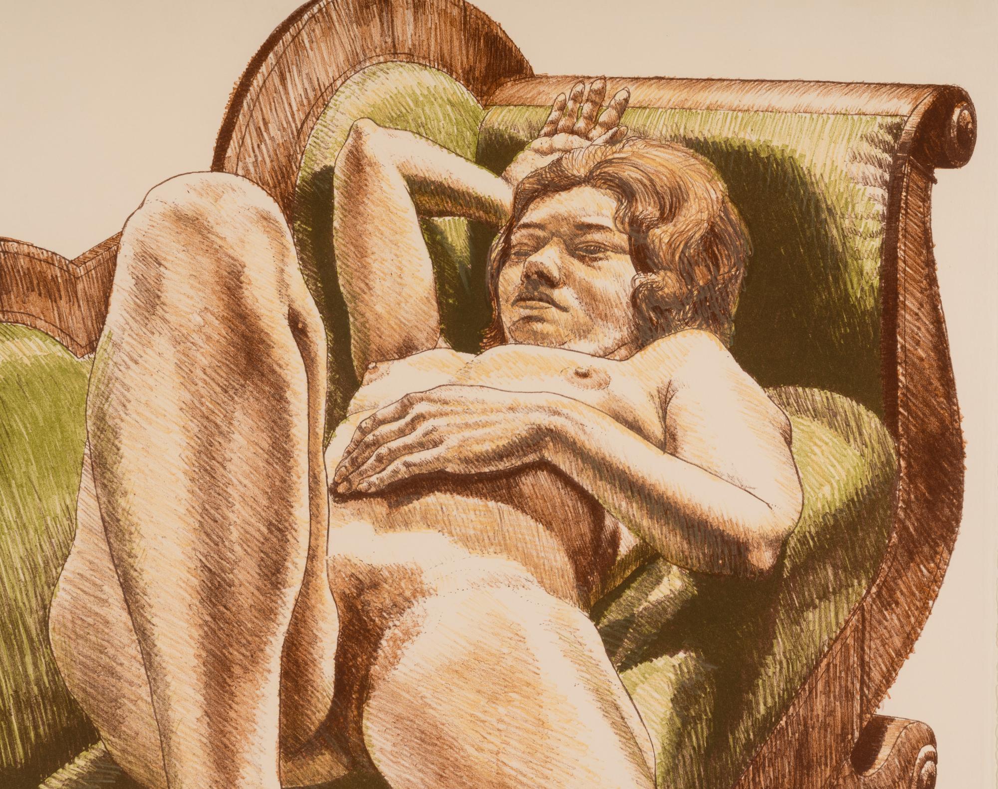Reclining Nude on Green Couch, 1971
