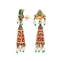 POLYCHROME ENAMEL AND GEMSTONE EARRINGS