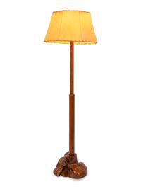 Burled Wood Floor Lamp