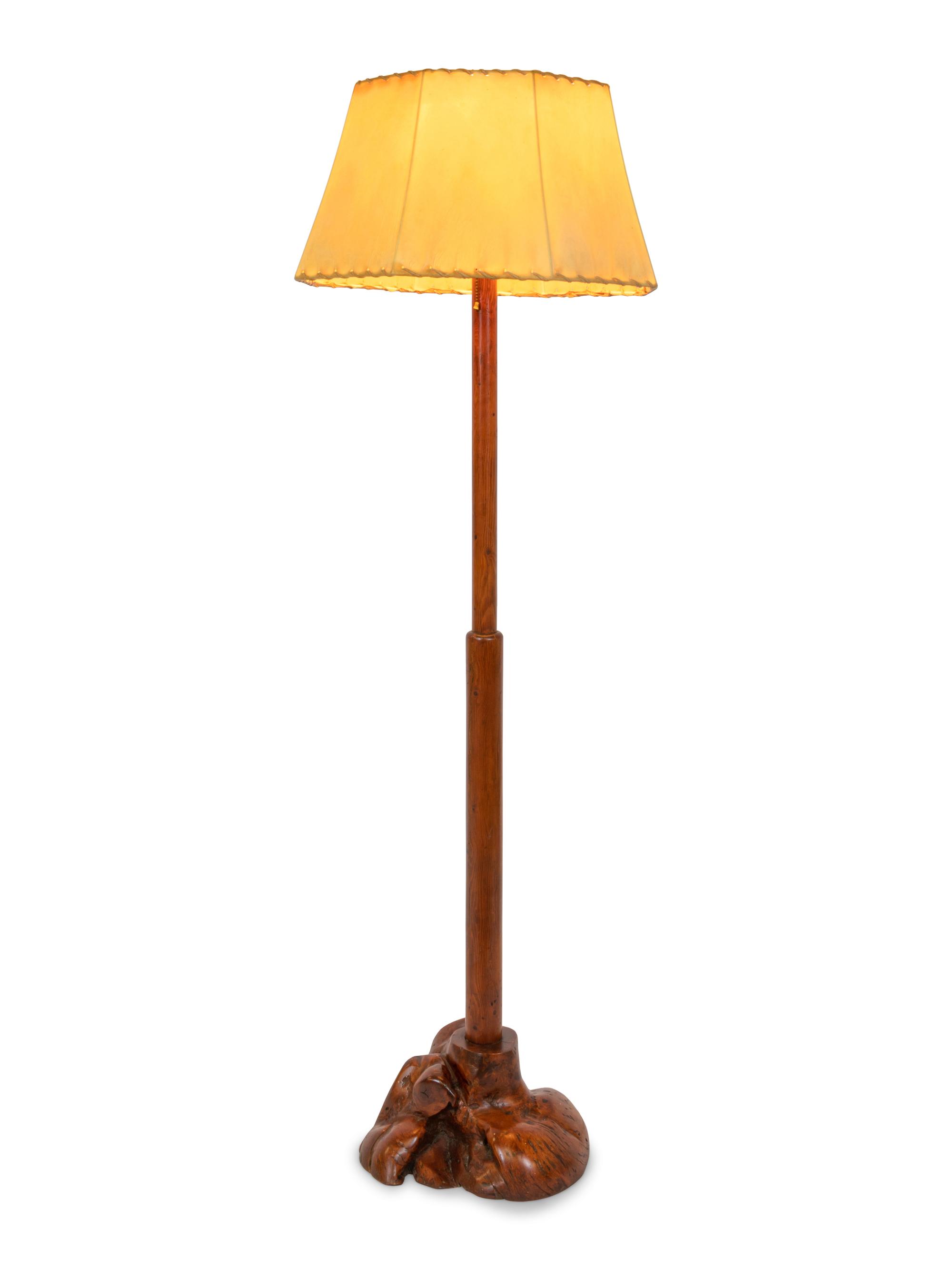 Burled Wood Floor Lamp