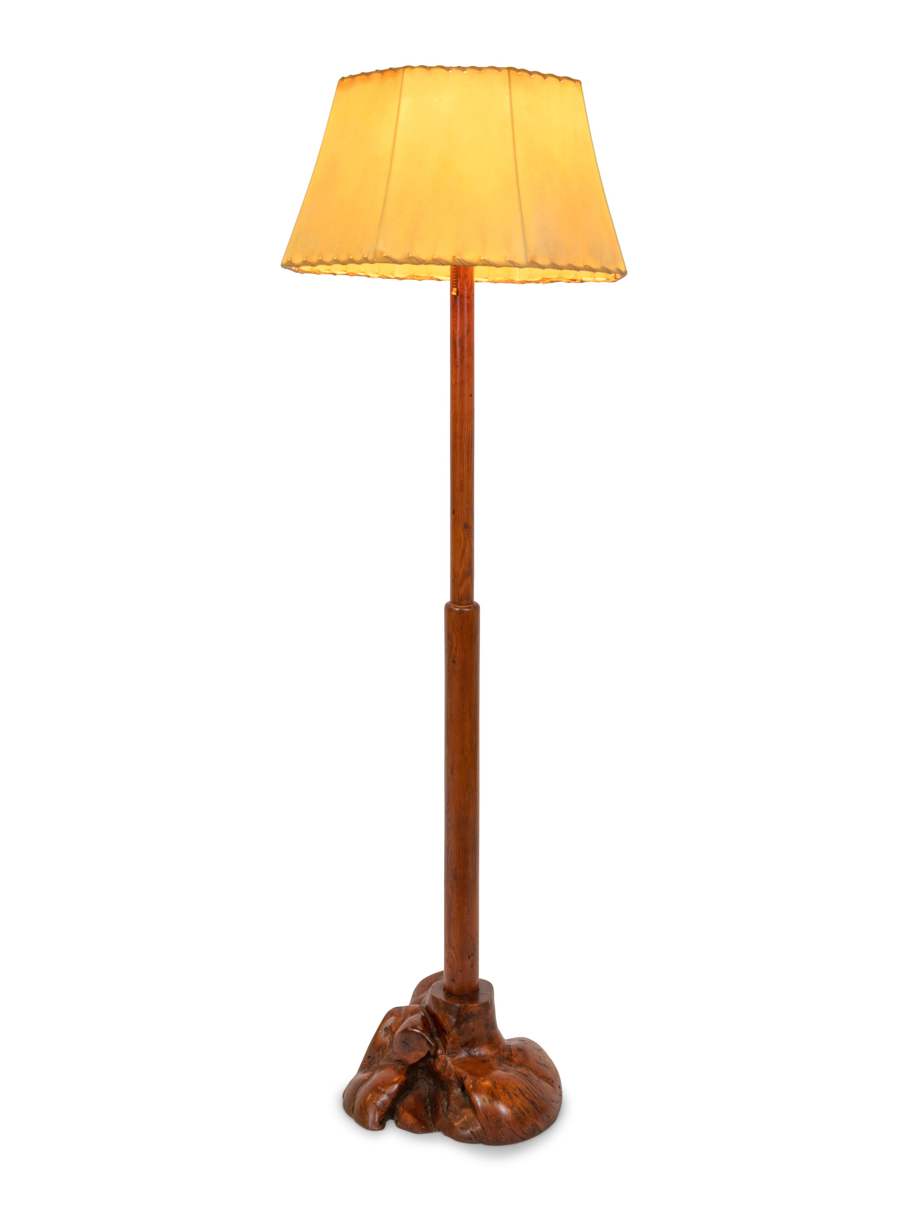 Burled Wood Floor Lamp
