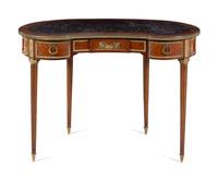 A Louis XVI Style Gilt Bronze Mounted Parquetry Bureau Plat