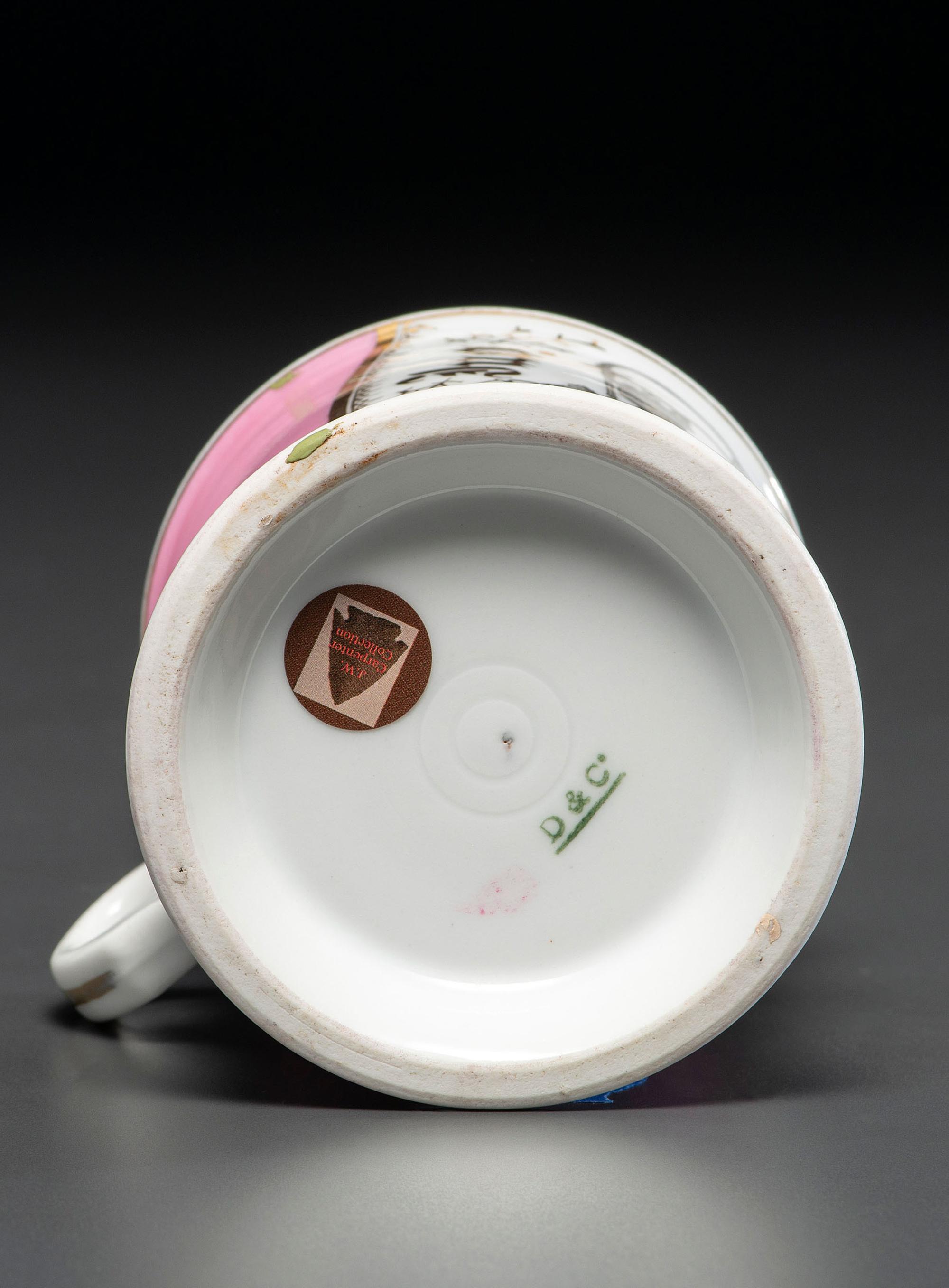A Porcelain Shaving Mug Depicting A Steam Pump