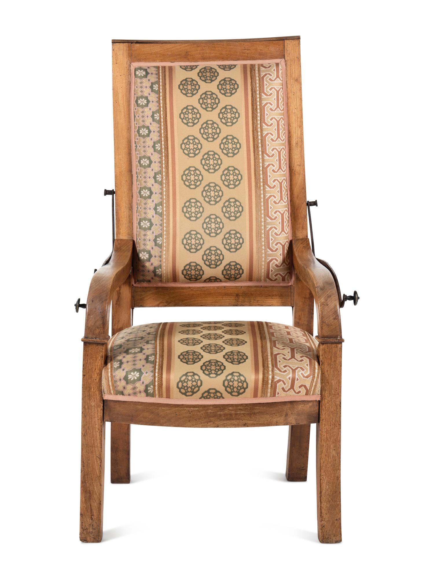 A Directoire Walnut Adjustable Armchair